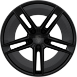 Rodas de 21 polegadas Taycan Exclusive Design pintadas em Preto (alto brilho) com Aeroblades
