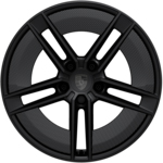 Rodas de 21 polegadas Taycan Exclusive Design pintadas em Preto (brilho acetinado) com Aeroblades