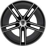 Rodas de 21 polegadas Taycan Exclusive Design pintadas em Preto (alto brilho) altamente polidas com Aeroblades