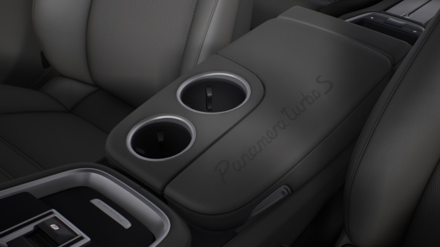 Model logo embossed on centre console armrests