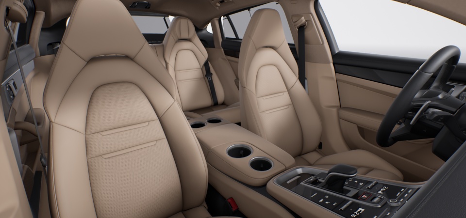 Two-tone partial leather interior in Black and Luxor Beige