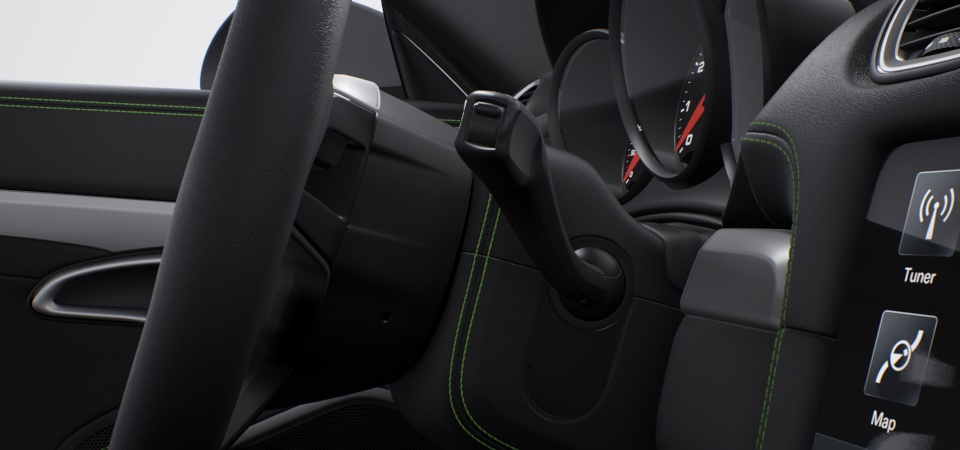 Steering column casing leather with decorative stitching in deviating colour