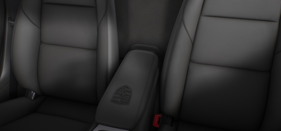 Porsche Crest on storage compartment lid