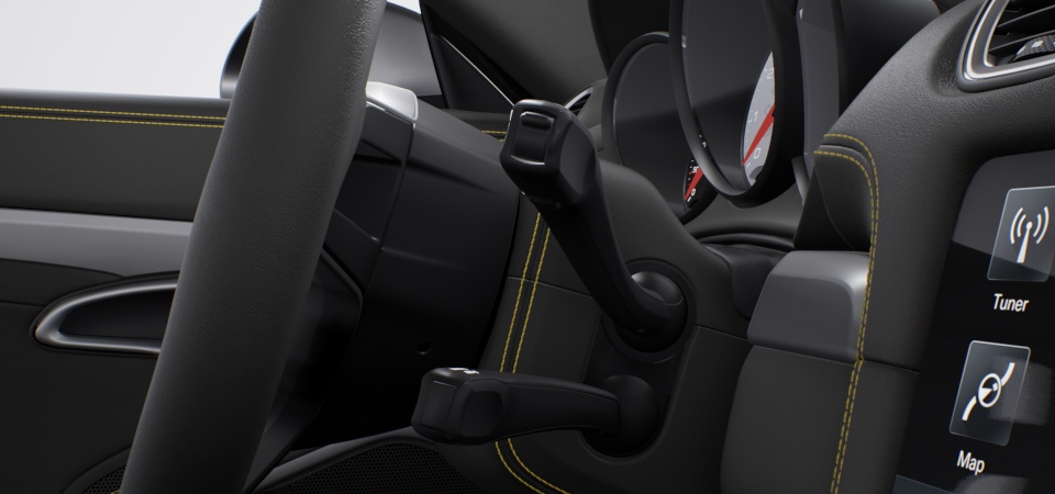 Steering column casing leather with decorative stitching in deviating colour