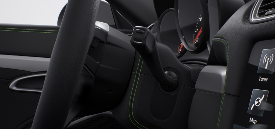 Steering column casing leather with decorative stitching in deviating colour