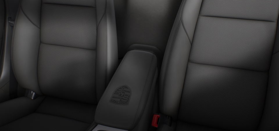 Porsche Crest on storage compartment lid