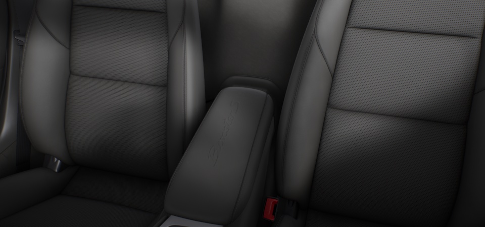 Model logo on storage compartment lid