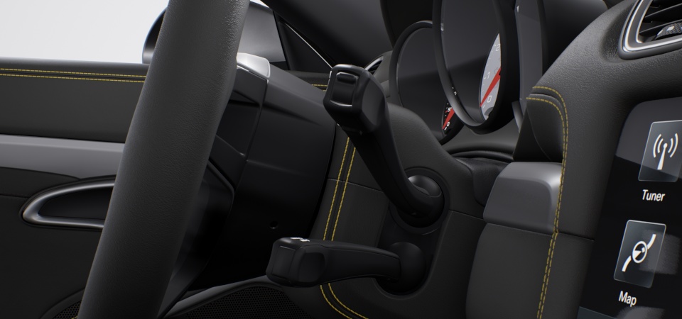 Steering column casing leather with decorative stitching in deviating colour