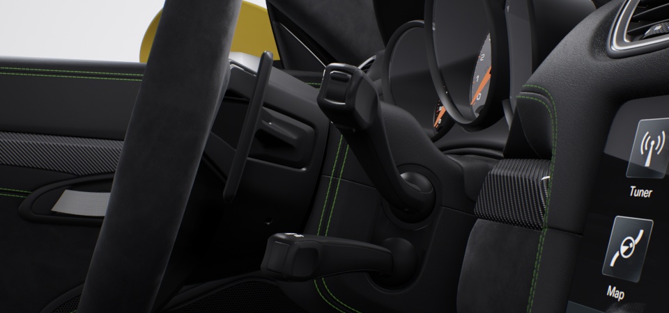 Steering column casing leather with decorative stitching in deviating colour