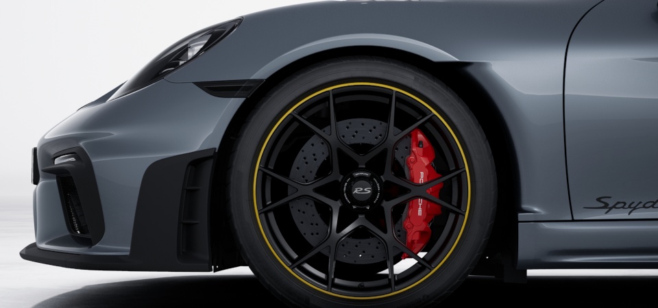 Wheels painted in Satin Black with rim borders painted in Racing Yellow