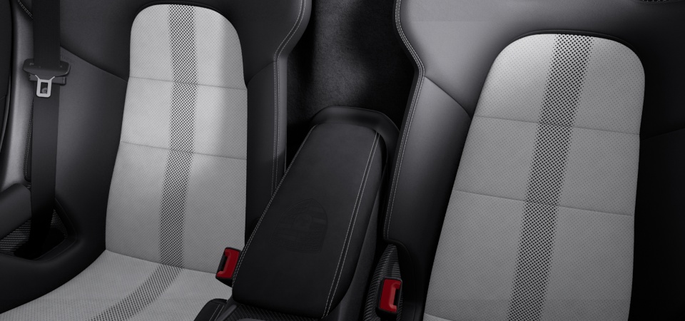 Porsche Crest on storage compartment lid Race-Tex