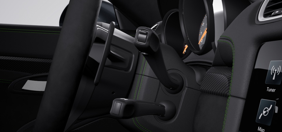 Steering column casing leather with decorative stitching in deviating colour
