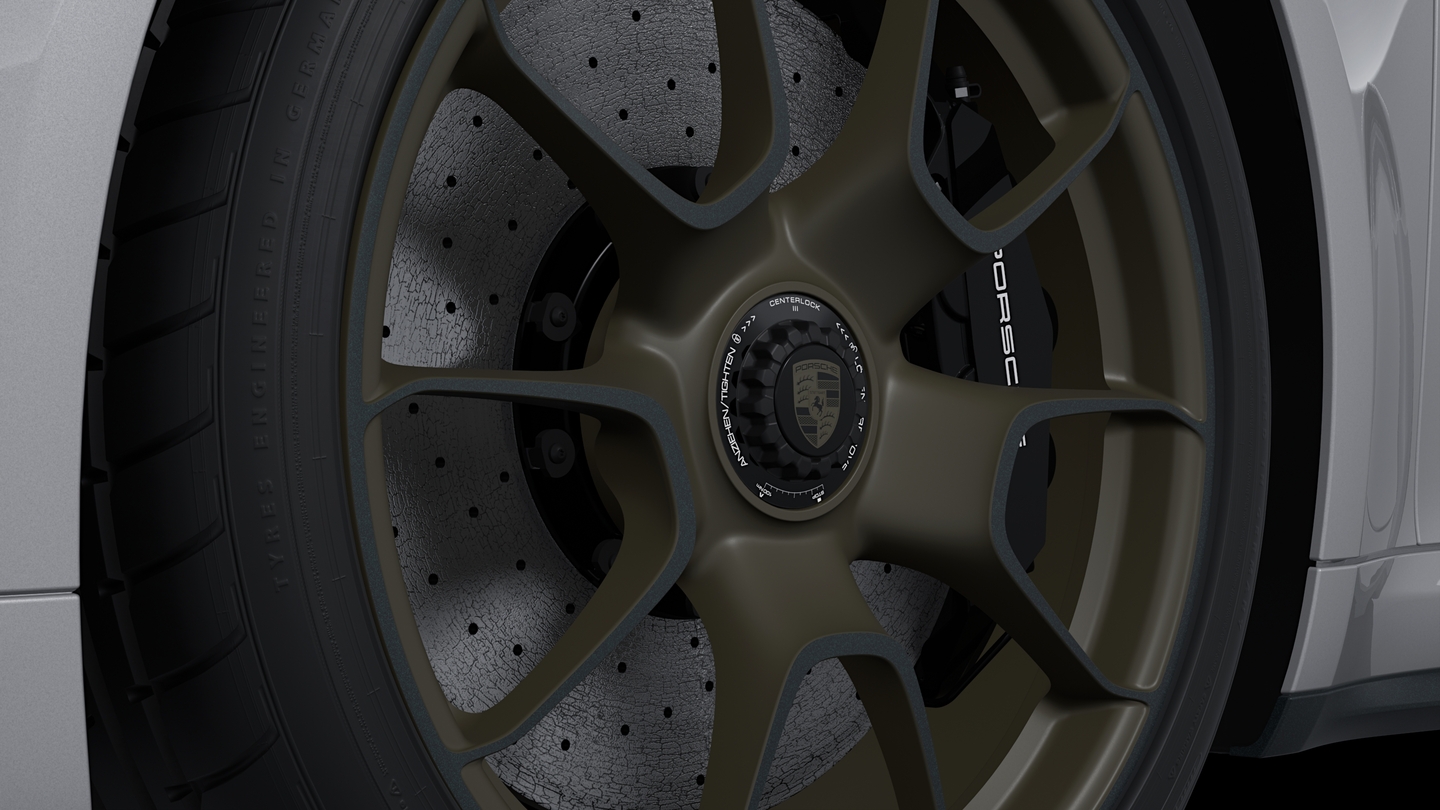 Wheel centre set with Porsche Crest in Turbonite