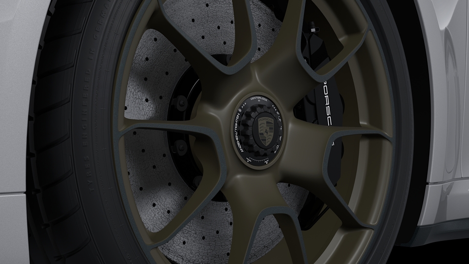 Wheel centre set with Porsche Crest in Turbonite