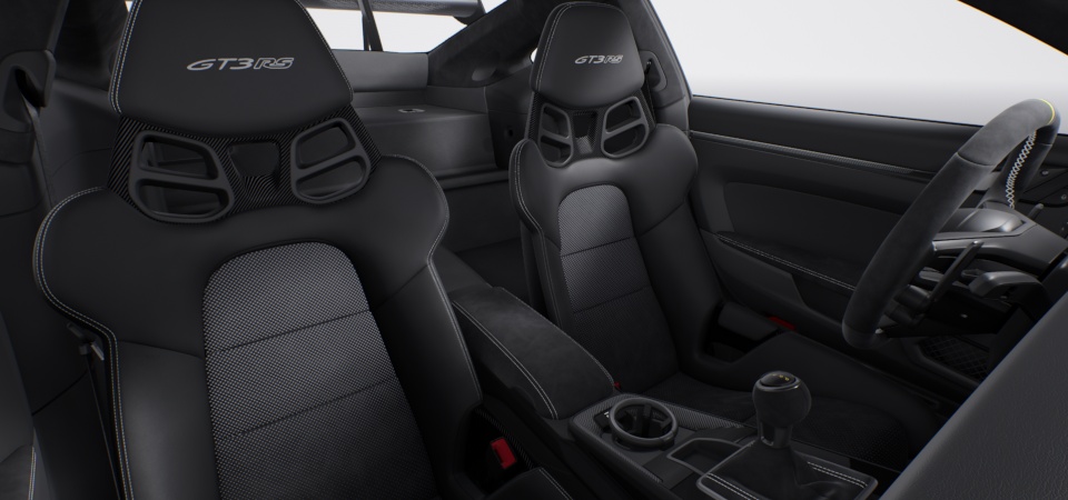 Interior with leather / Race-Tex items in Black with contrasting color GT Silver