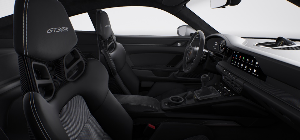 Interior with leather / Race-Tex items in Black with contrasting color GT Silver