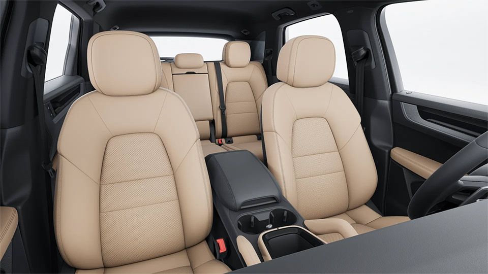 Partial leather interior in two-tone combination Black and Mojave Beige