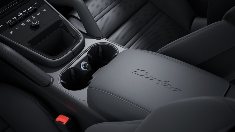 Model logo embossed on centre console armrest