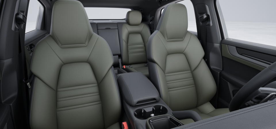 Leather interior in two-tone combination, smooth-finish leather Black and Night Green