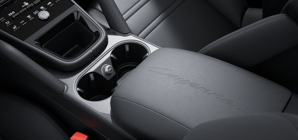 Model logo embossed on centre console armrest