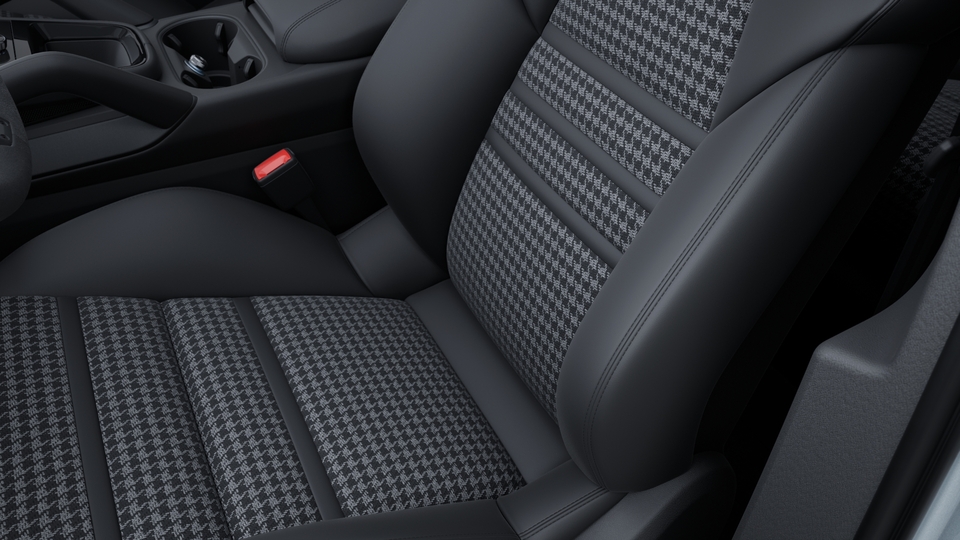 Extended partial leather interior in Black with seat centres in fabric only i.c.w. Lightweight Sport package