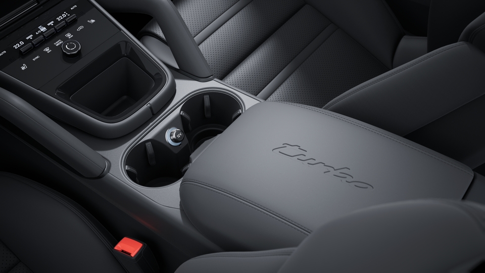 Model logo embossed on centre console armrest