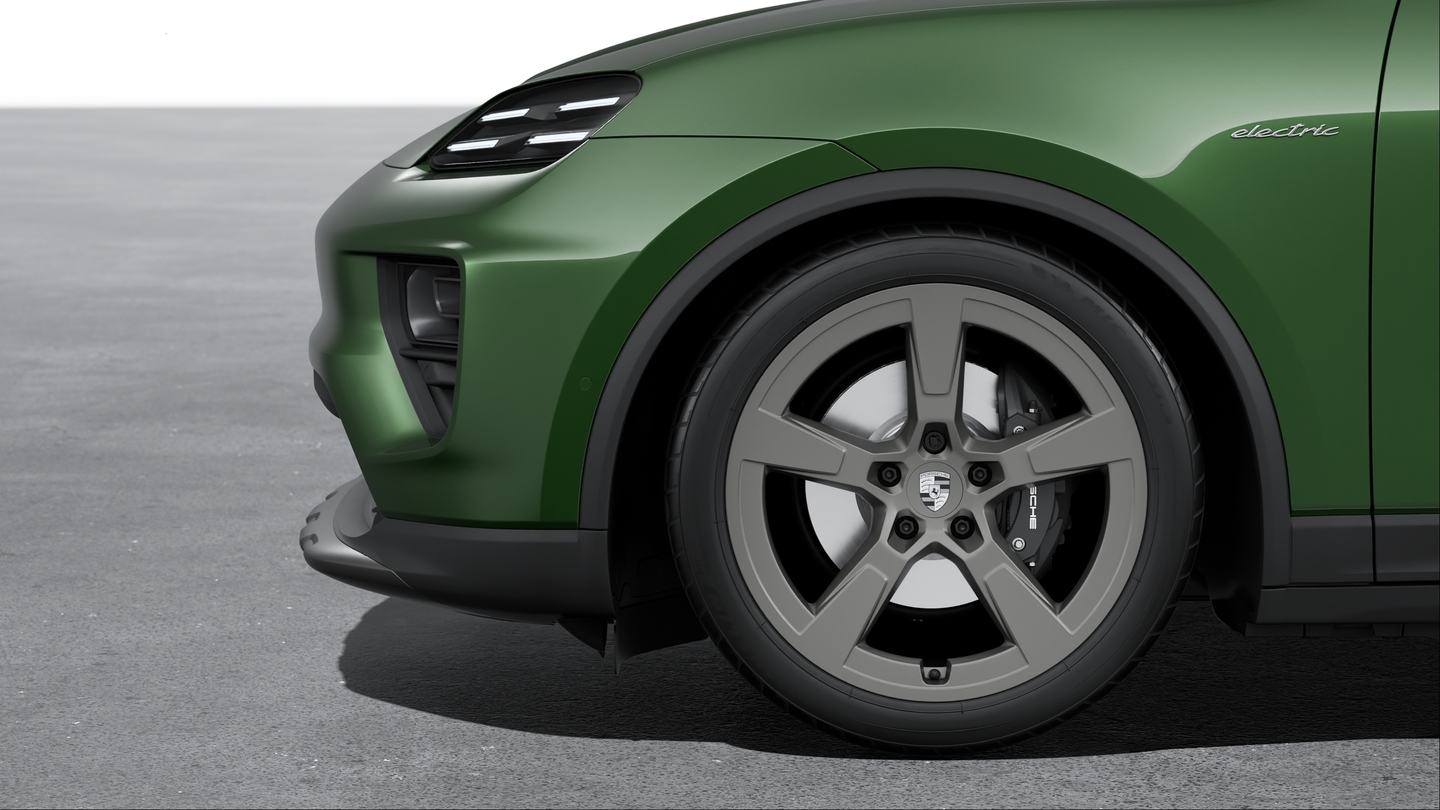Wheel centre set with monochrome Porsche Crest