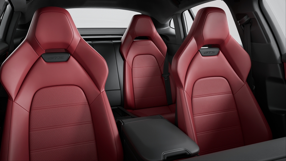 Two-tone leather interior in Black and Bordeaux Red, smooth-finish leather