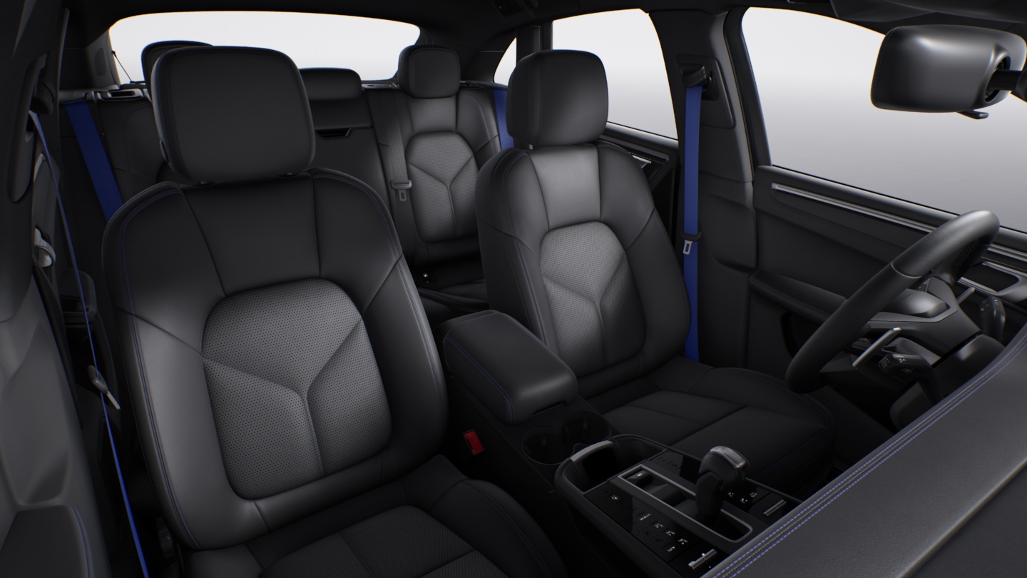 Leather Package in Black with Deviated Stitching in Gentian Blue