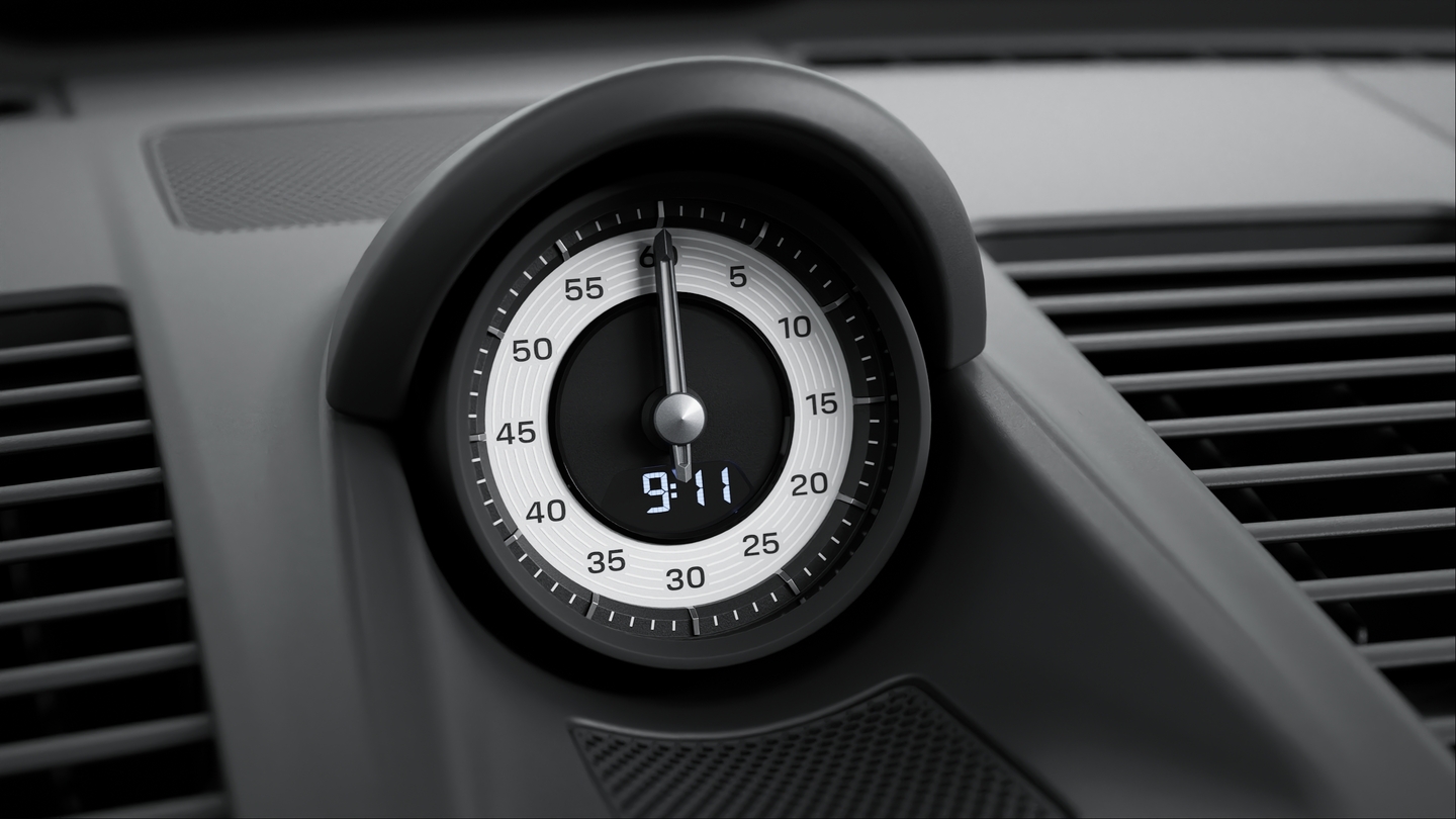 白色 Sport Chrono 计时器表盘和数字转速表