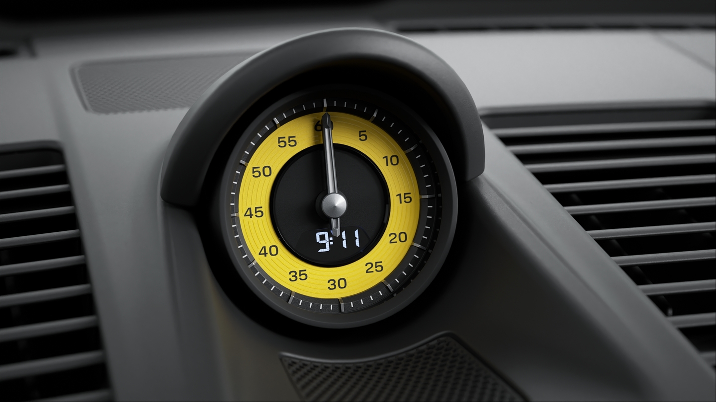 竞速黄 Sport Chrono 计时器表盘和数字转速表