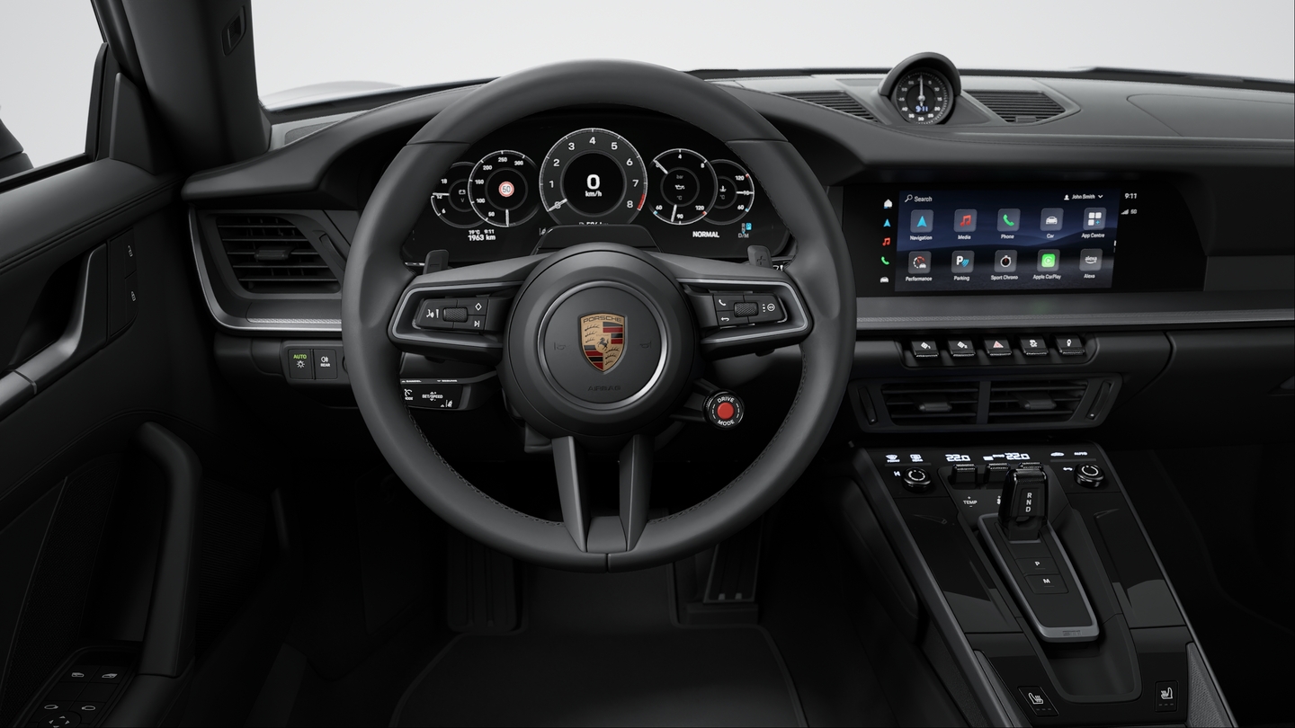 包含保时捷赛道助手应用程序和轮胎温度显示的 Sport Chrono 组件