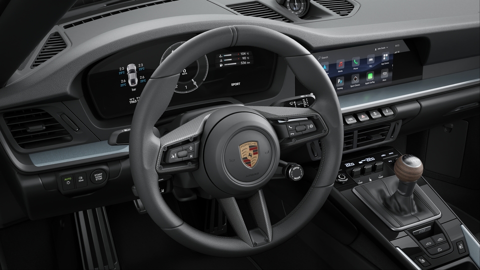 Heated GT Sports Steering Wheel Leather with Steering Wheel Panel Carbon matt