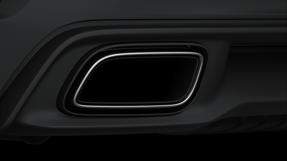 Exhaust system with 2 tube tailpipe trims fixed to the bumper (in stainless steel)