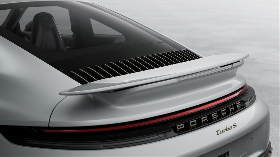 Rear lid grille with vertical slats in Turbonite