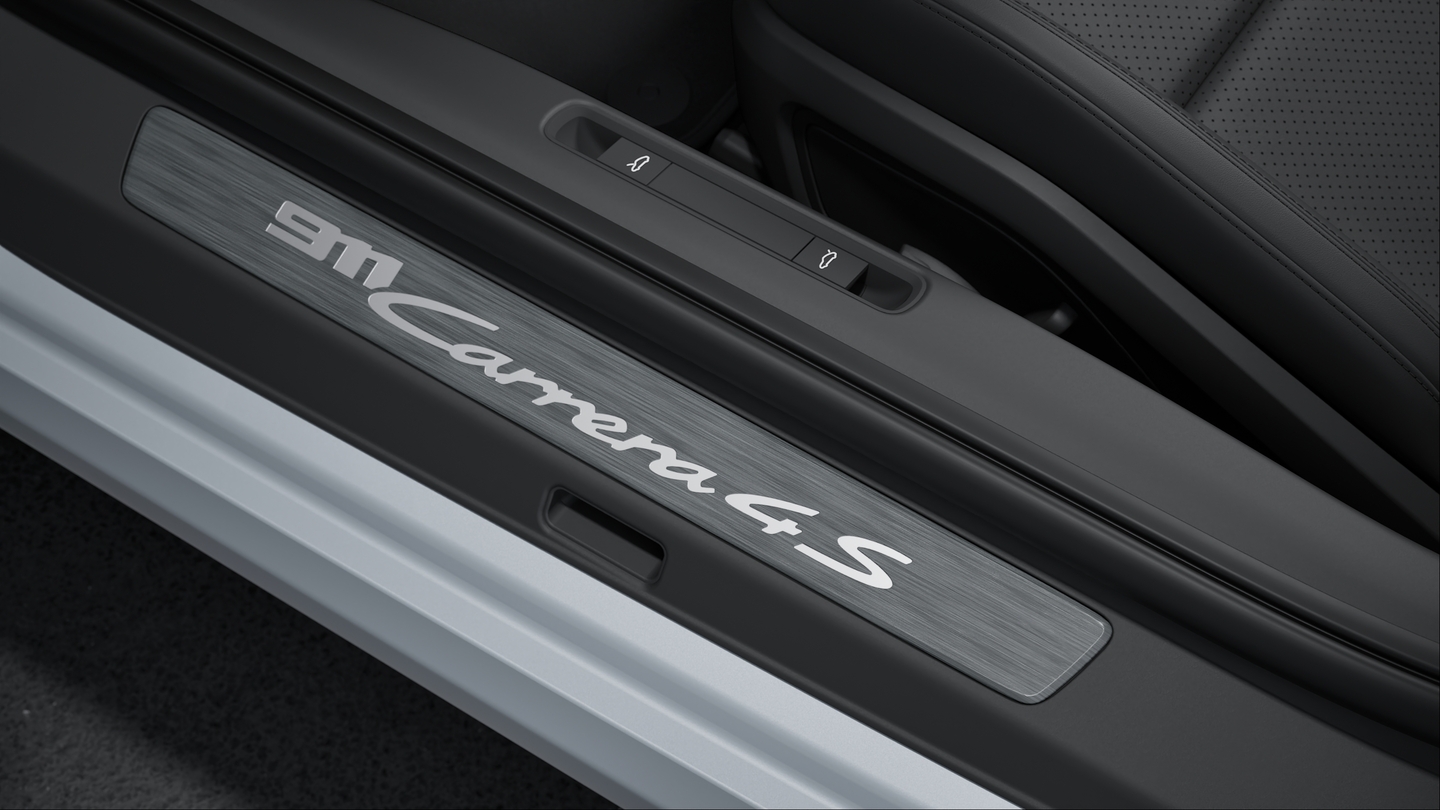 Door-Sill Guards in Brushed Aluminum with Model Designation