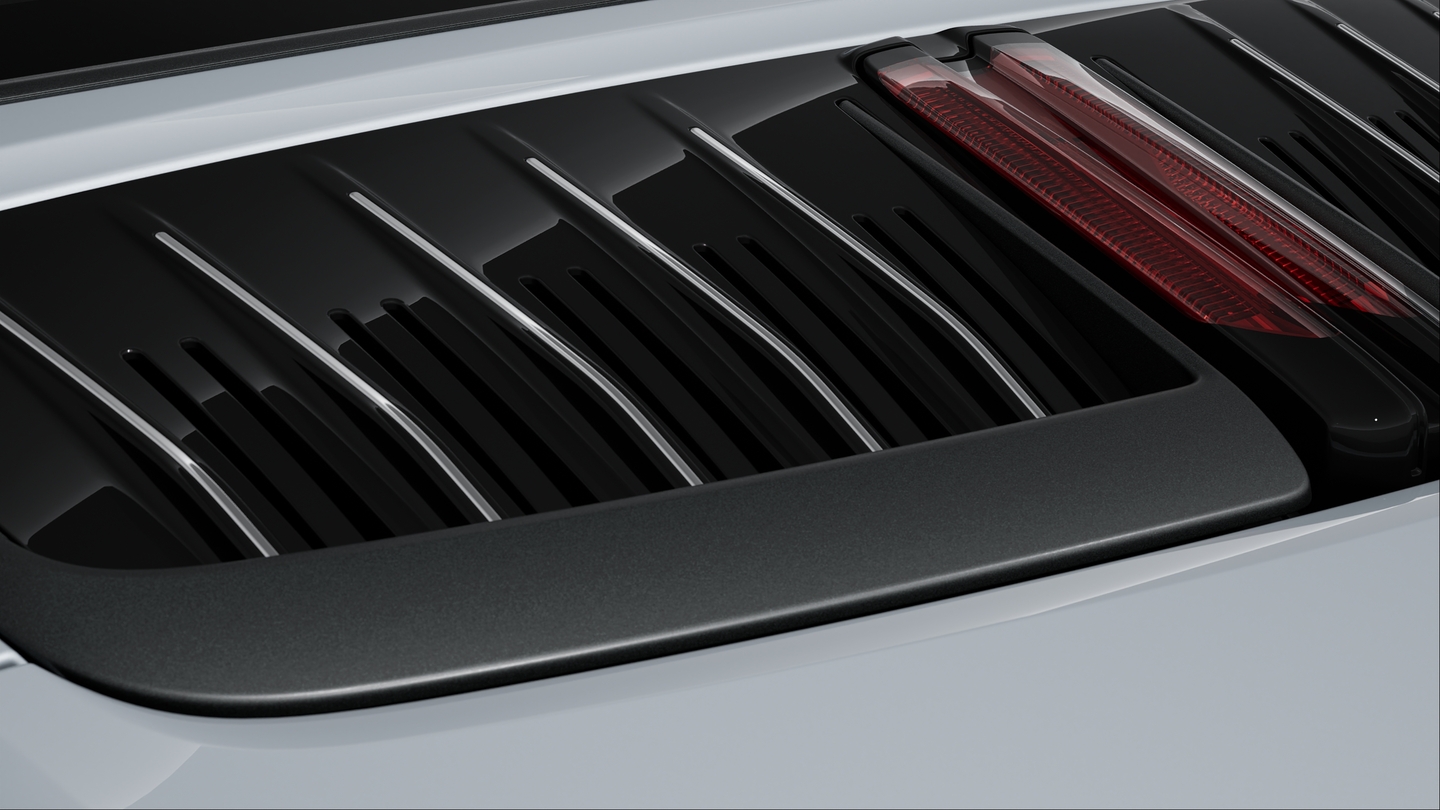 Rear lid grille with vertical slats Silver coloured (high-gloss)
