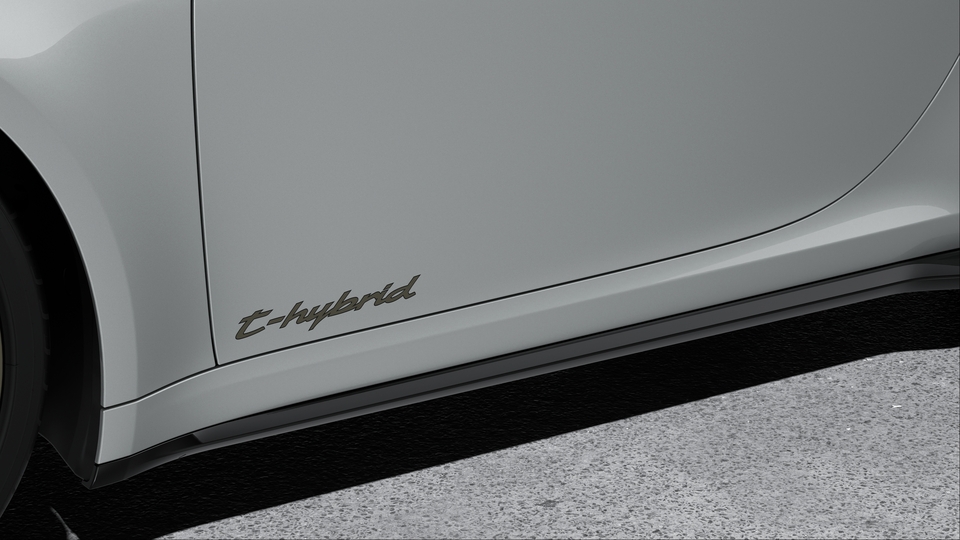 "t-hybrid" decal on doors with contrasting outline