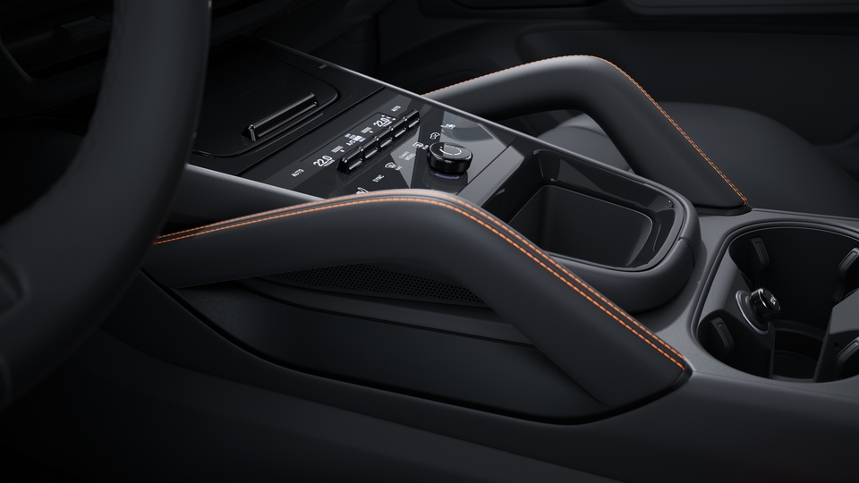 Extended trim package with grab handles leather with coloured decorative stitching | White