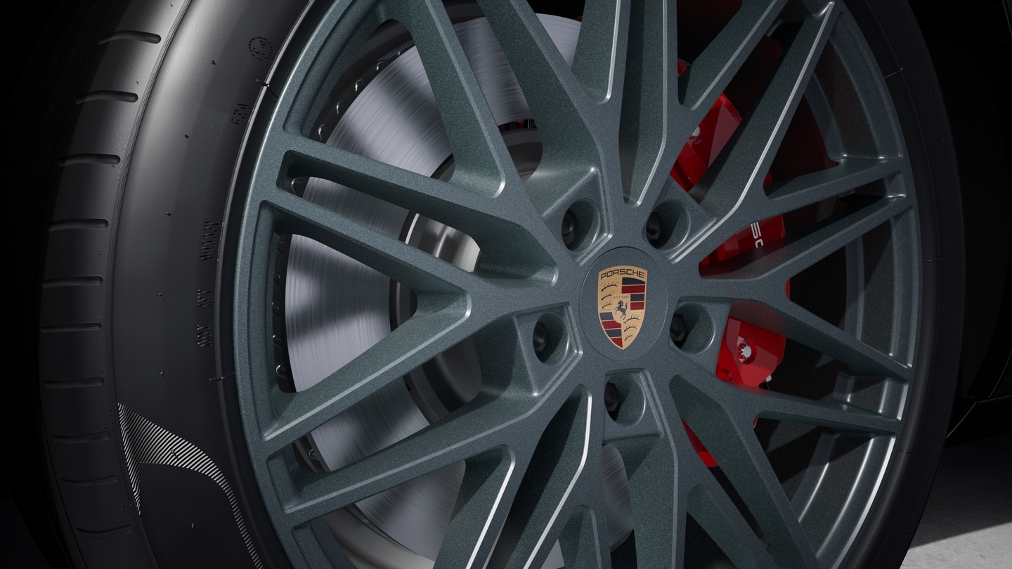 Wheel centre caps with full-colour Porsche crest
