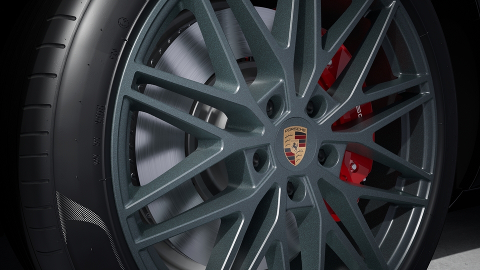 Wheel centre caps with full-colour Porsche crest