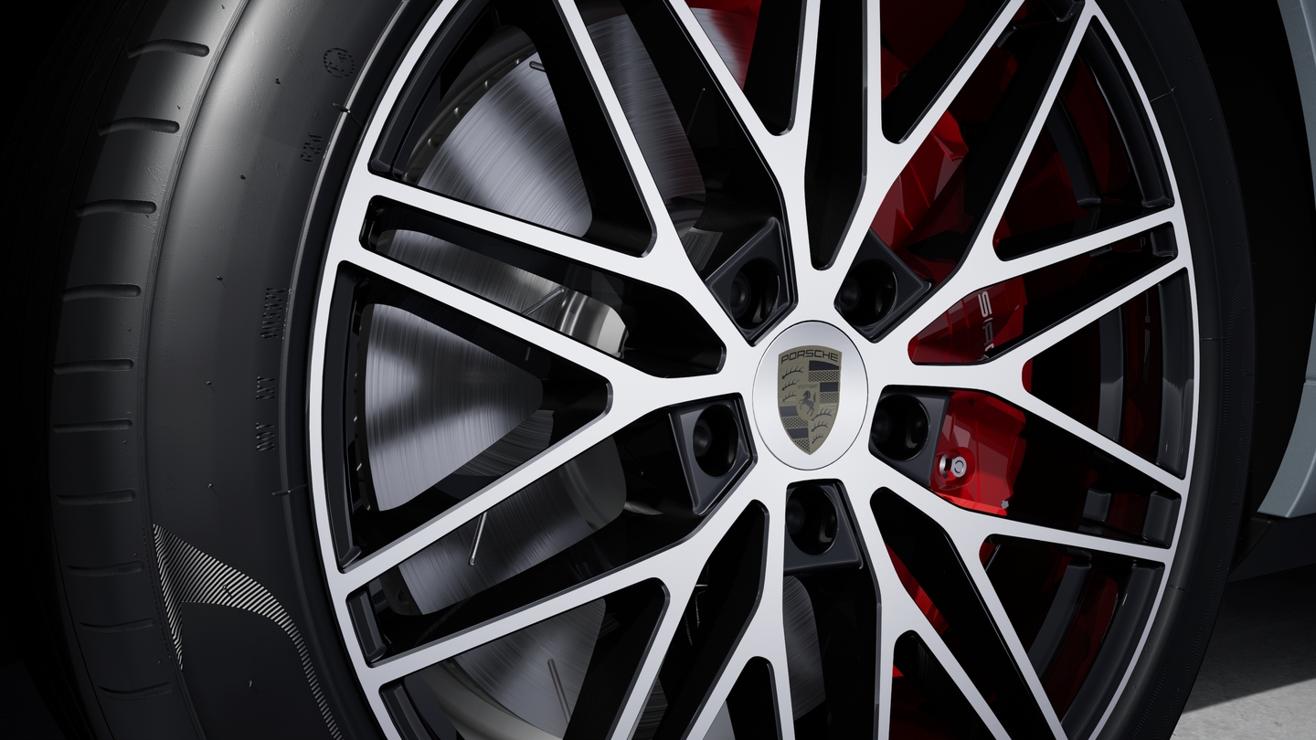 Wheel centre caps with Porsche crest in Turbonite
