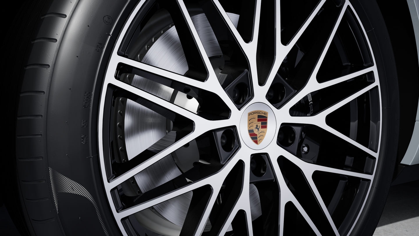 Wheel centre caps with full-colour Porsche crest