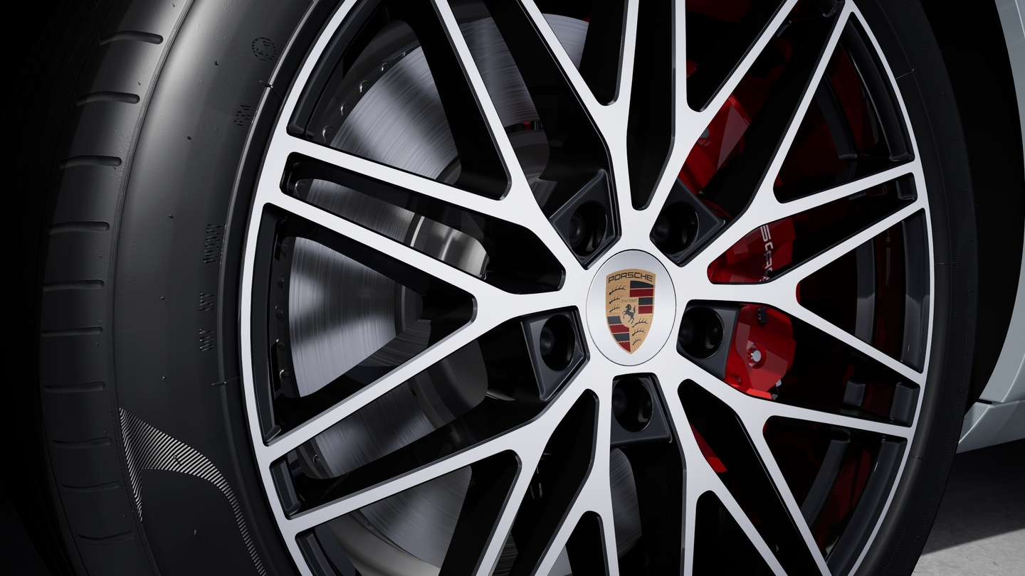 Wheel centre caps with full-colour Porsche crest