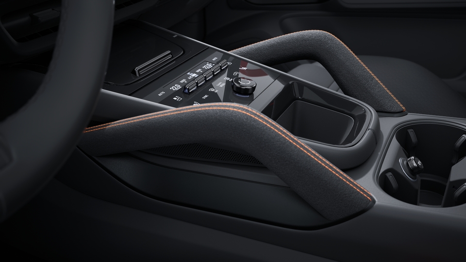 Extended trim package with grab handles Race-Tex with coloured decorative stitching