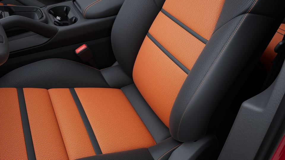 Decorative stitching and seat centres in leather in contrasting colour