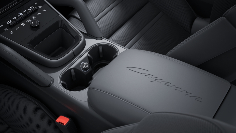 Model logo embossed on centre console armrest