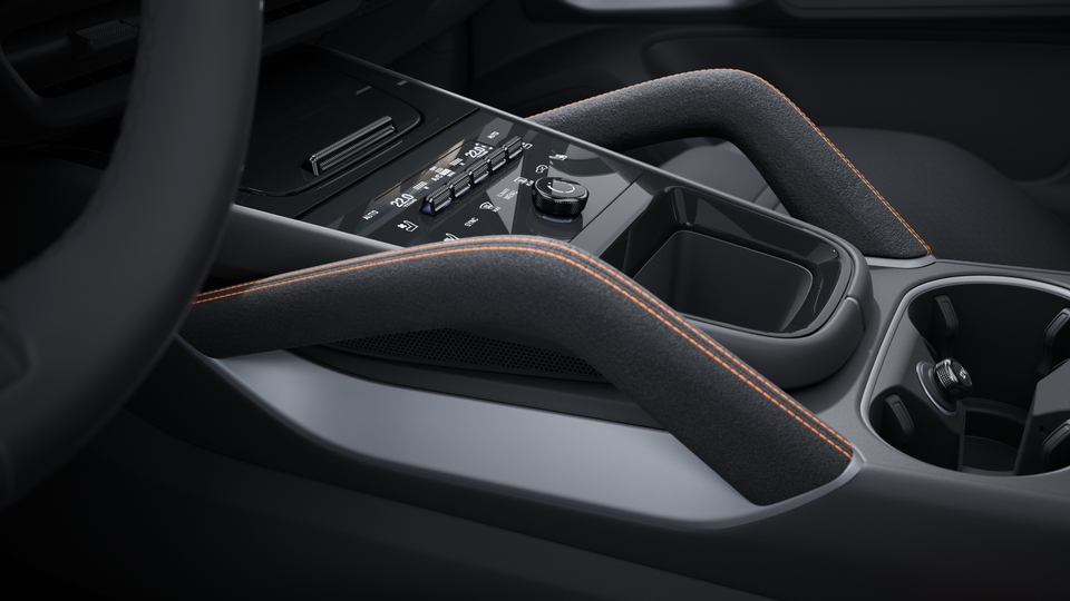 Extended trim package with grab handles Race-Tex with coloured decorative stitching