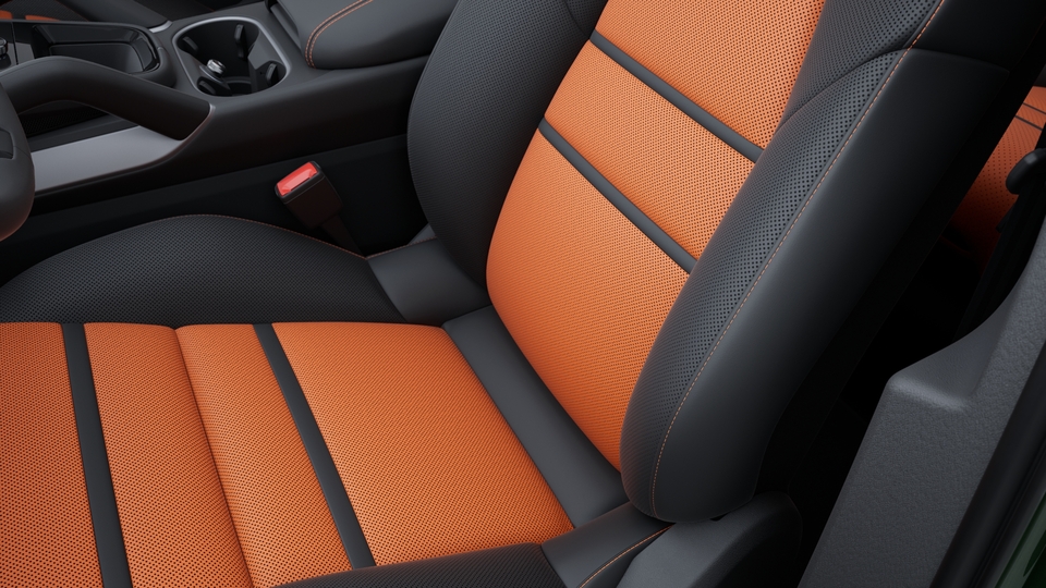 Decorative stitching and seat centres in leather in contrasting colour