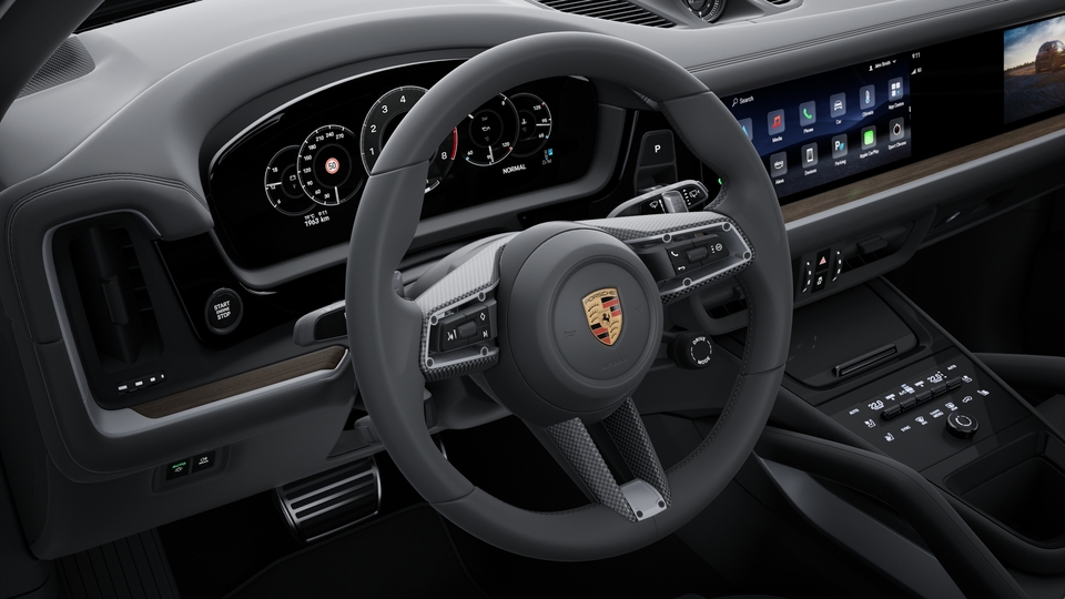 Heated multifunction GT Sports steering wheel leather with inlay in carbon